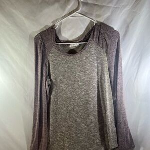 Maurices Heather Gray and Plum Long Sleeve Top